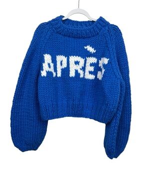 GOGO Blue Wool Knit Après Pullover Sweater Women’s One Size